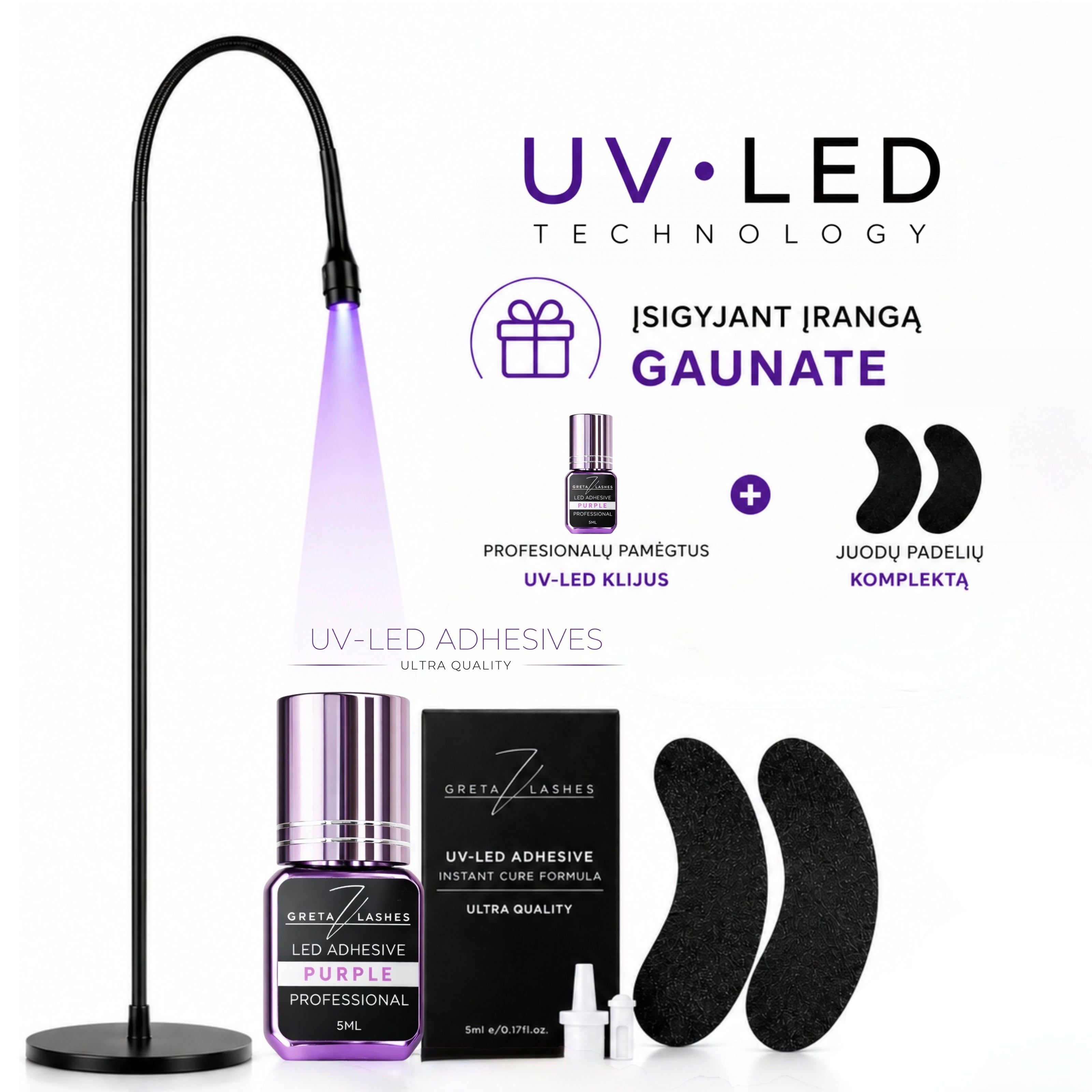 UV/LED Lempa blakstienų priauginimui